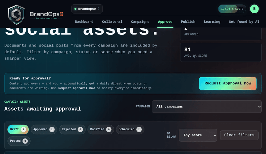 Screenshot of the Approve, reject and request approval screen