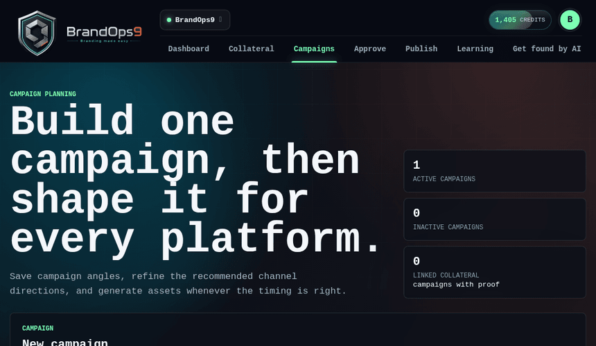 Screenshot of the Plan a campaign screen
