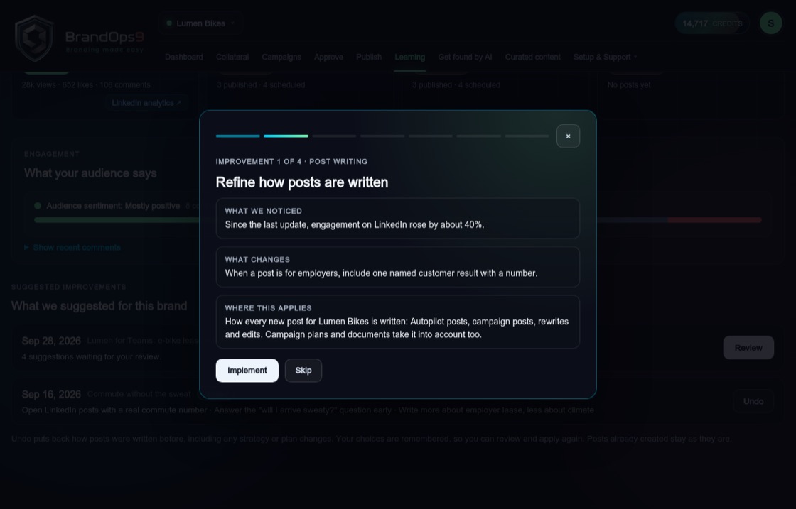 Screenshot of the Review and apply improvements screen