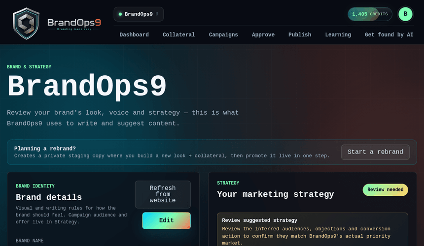 Screenshot of the Rebrand safely with a staging brand screen