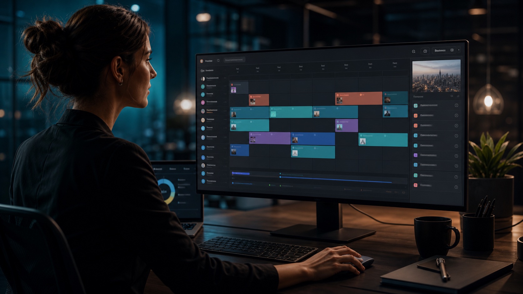 Marketing operator scheduling content on a calendar interface